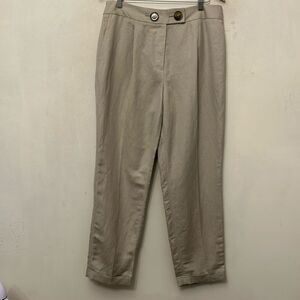 Calvin Klein khaki linen blend cuffed pants Size 12 New